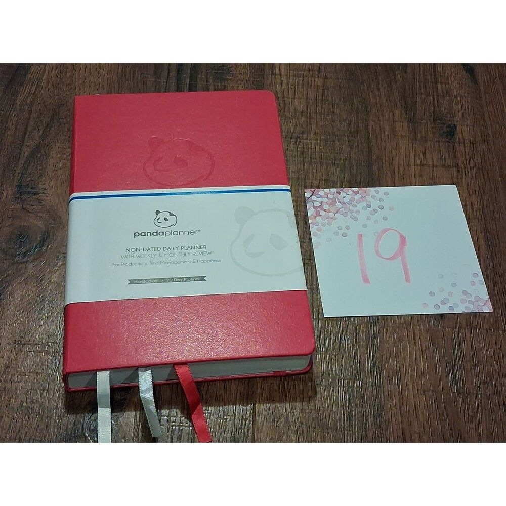 3 Month Unused Panda Planner Classic in Raspberry 8.25 x 5.75"